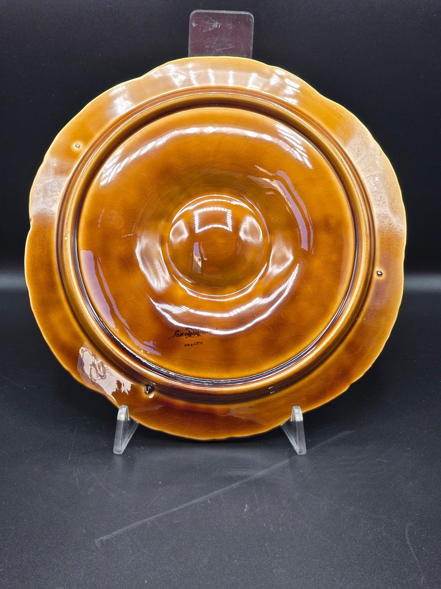 Sarreguemines Oyster Plate – French Majolica Faïence with Hand-Painted Glaze