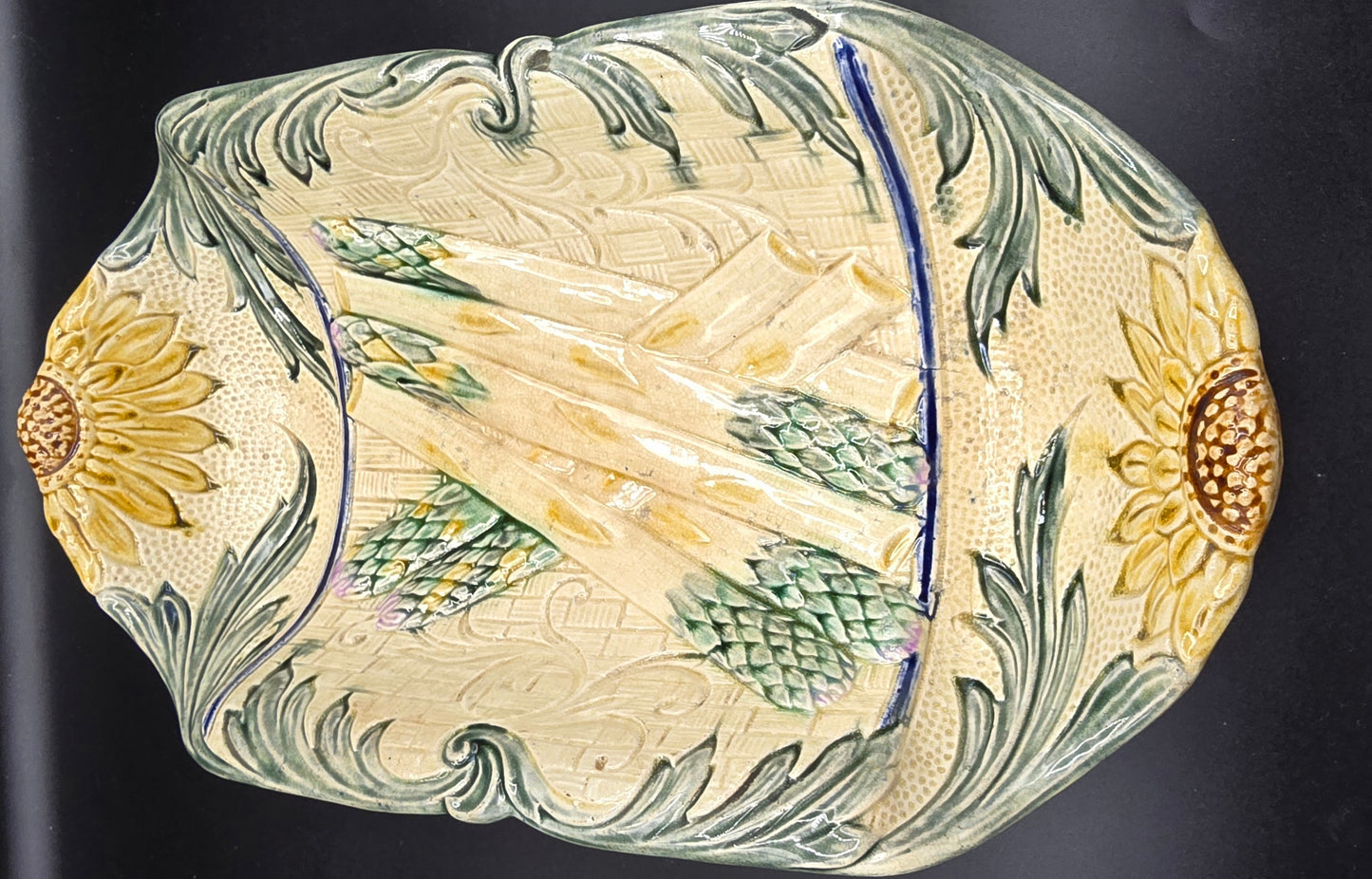 WASMUEL Antique Sunflower Asparagus Cradle Server – Victorian Style Majolica