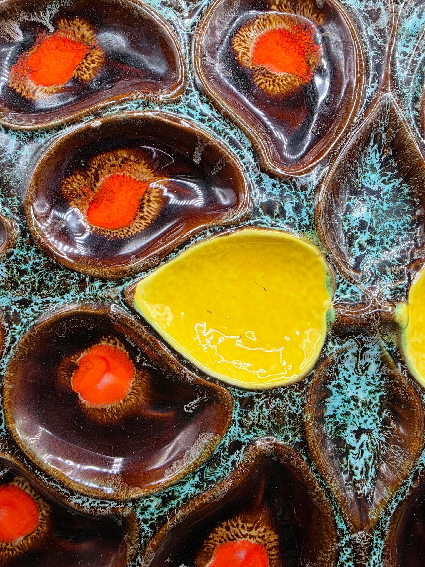 Vallauris Oyster Platter – French Majolica Oyster Plate, Seafood Serving Dish, Collectible French Pottery