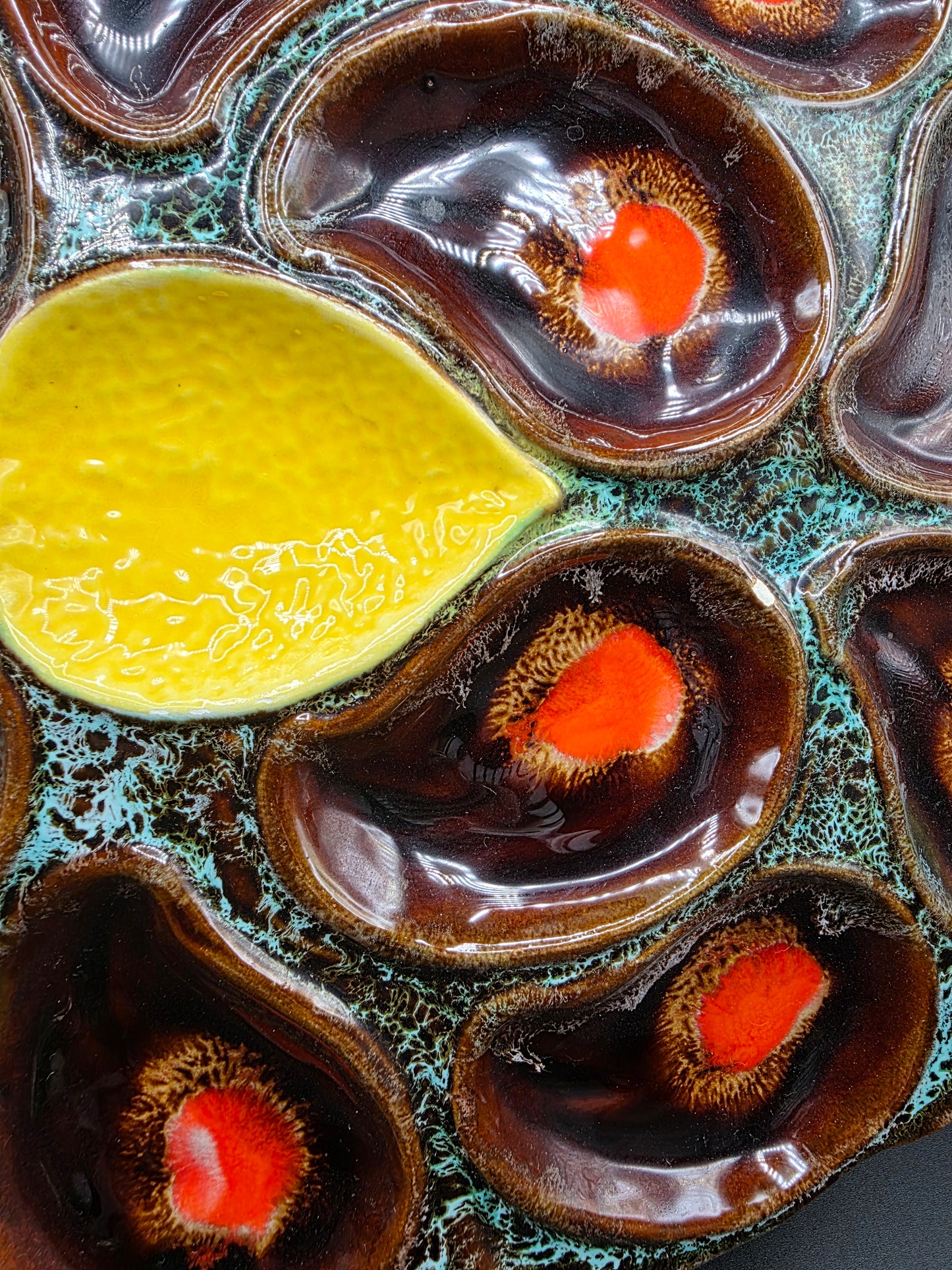 Vallauris Oyster Platter – French Majolica Oyster Plate, Seafood Serving Dish, Collectible French Pottery