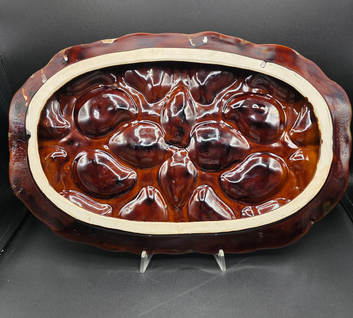 Vallauris Oyster Platter – French Majolica Oyster Plate, Seafood Serving Dish, Collectible French Pottery