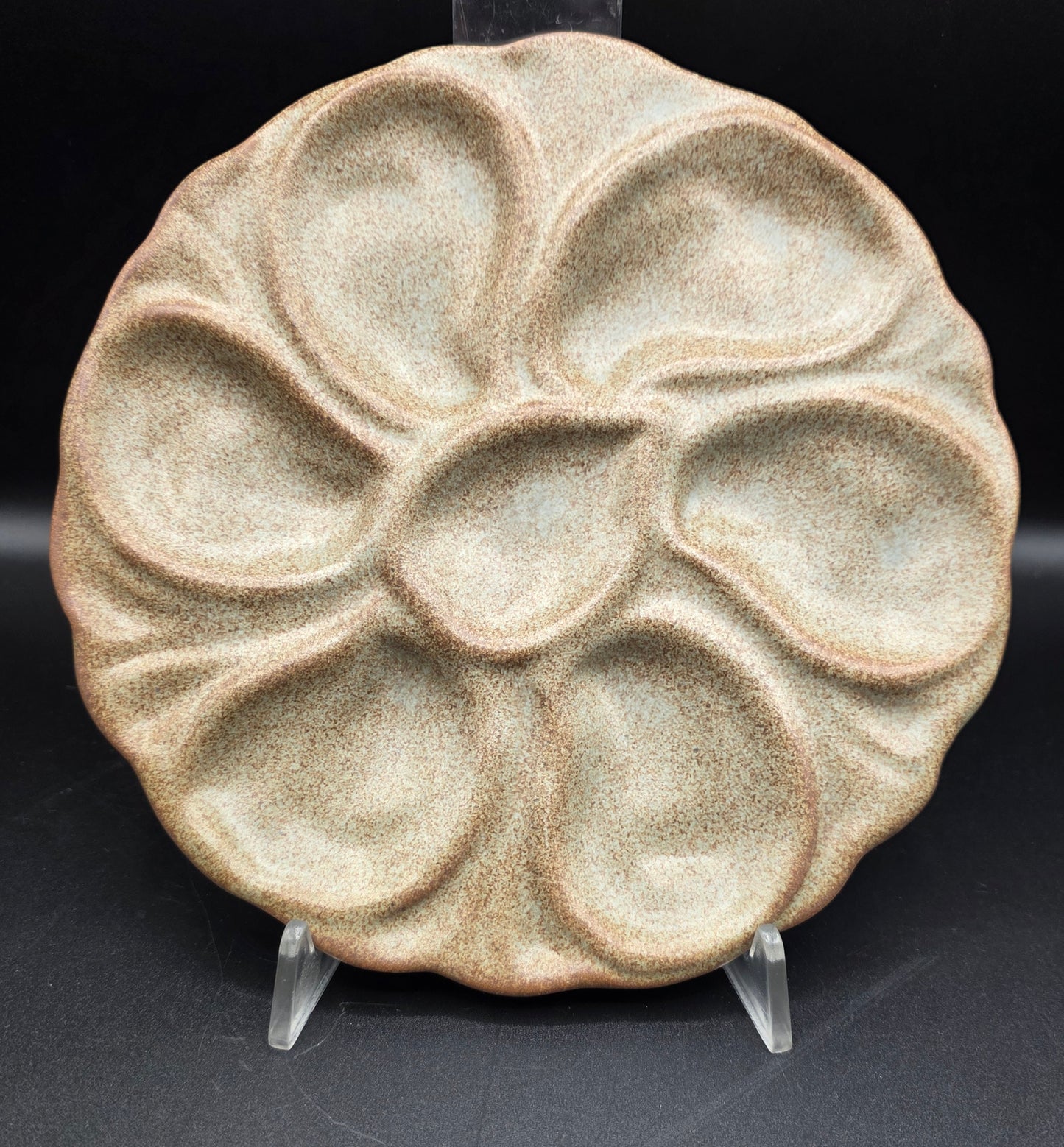 Vallauris Oyster Plate – French Stoneware Oyster Plate, Seafood Serving Dish, Collectible French Pottery