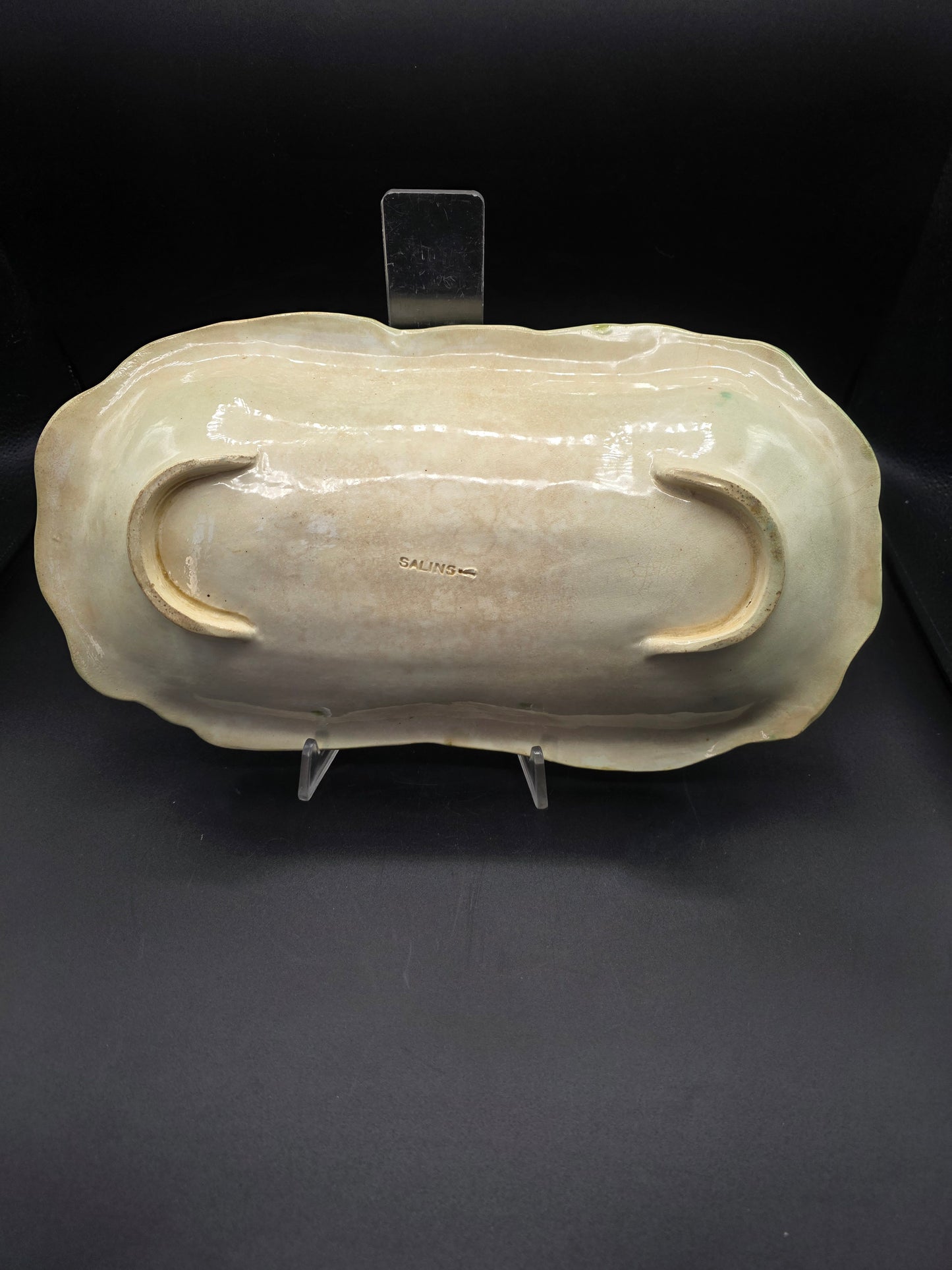 French Majolica Asparagus Platter – Salins Les Bain “Cabbage Ware,”