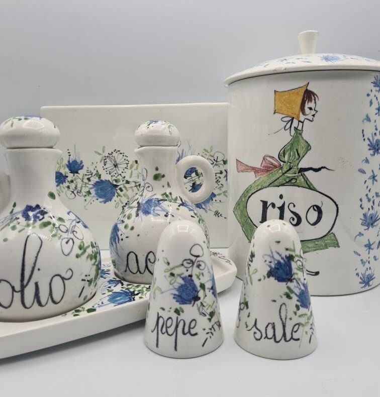 QUADRIFOGLIO Mid century ceramic Riso Cookie jar 50s-60s