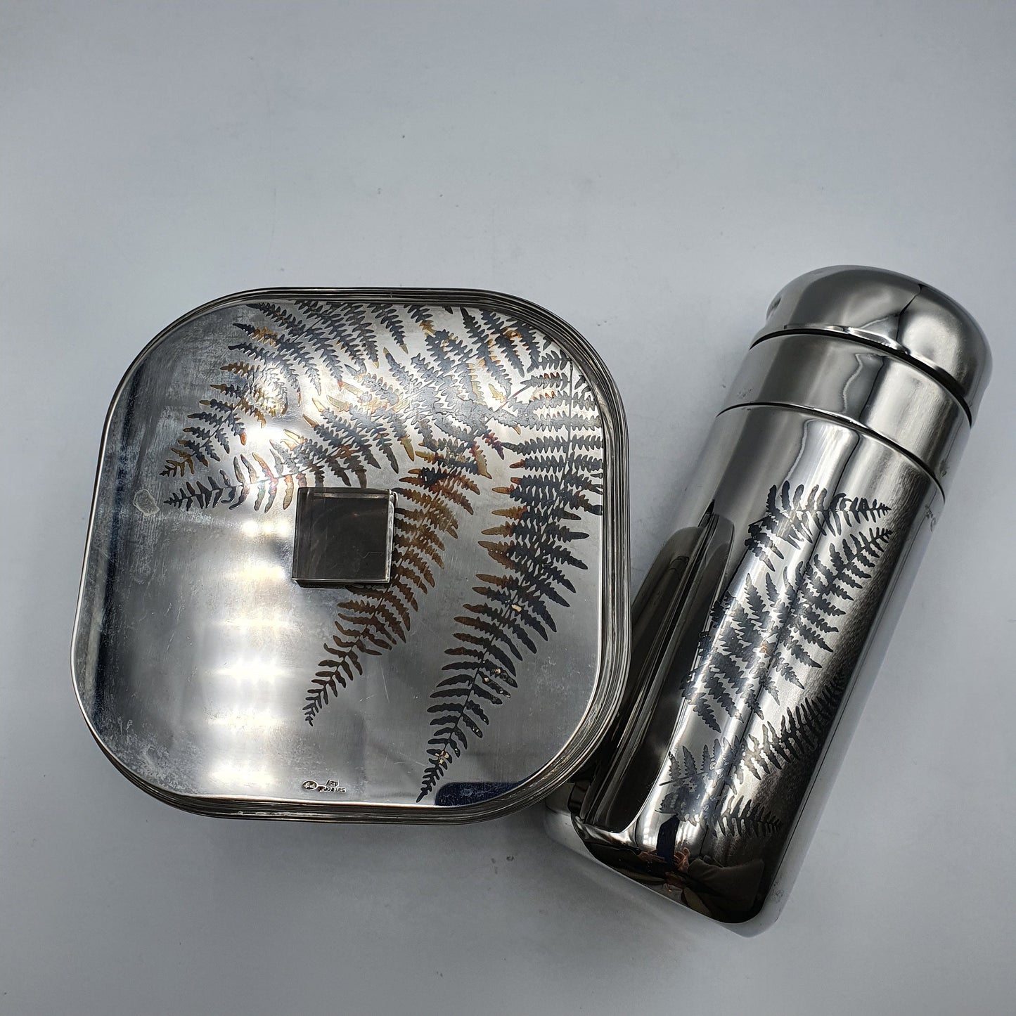 SAMBONET Graffiti Collection Italian Silver Plated 1970s Cocktail set, Ice Bucket, Cocktail Shaker,