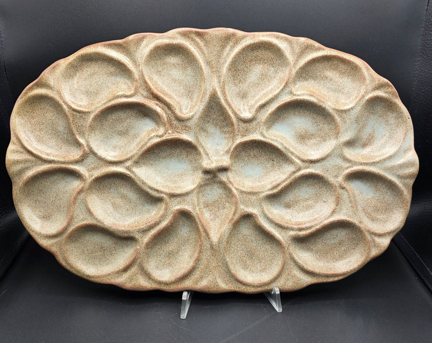 Vallauris Oyster Platter – French Stoneware Oyster Plate, Seafood Serving Dish, Collectible French Pottery