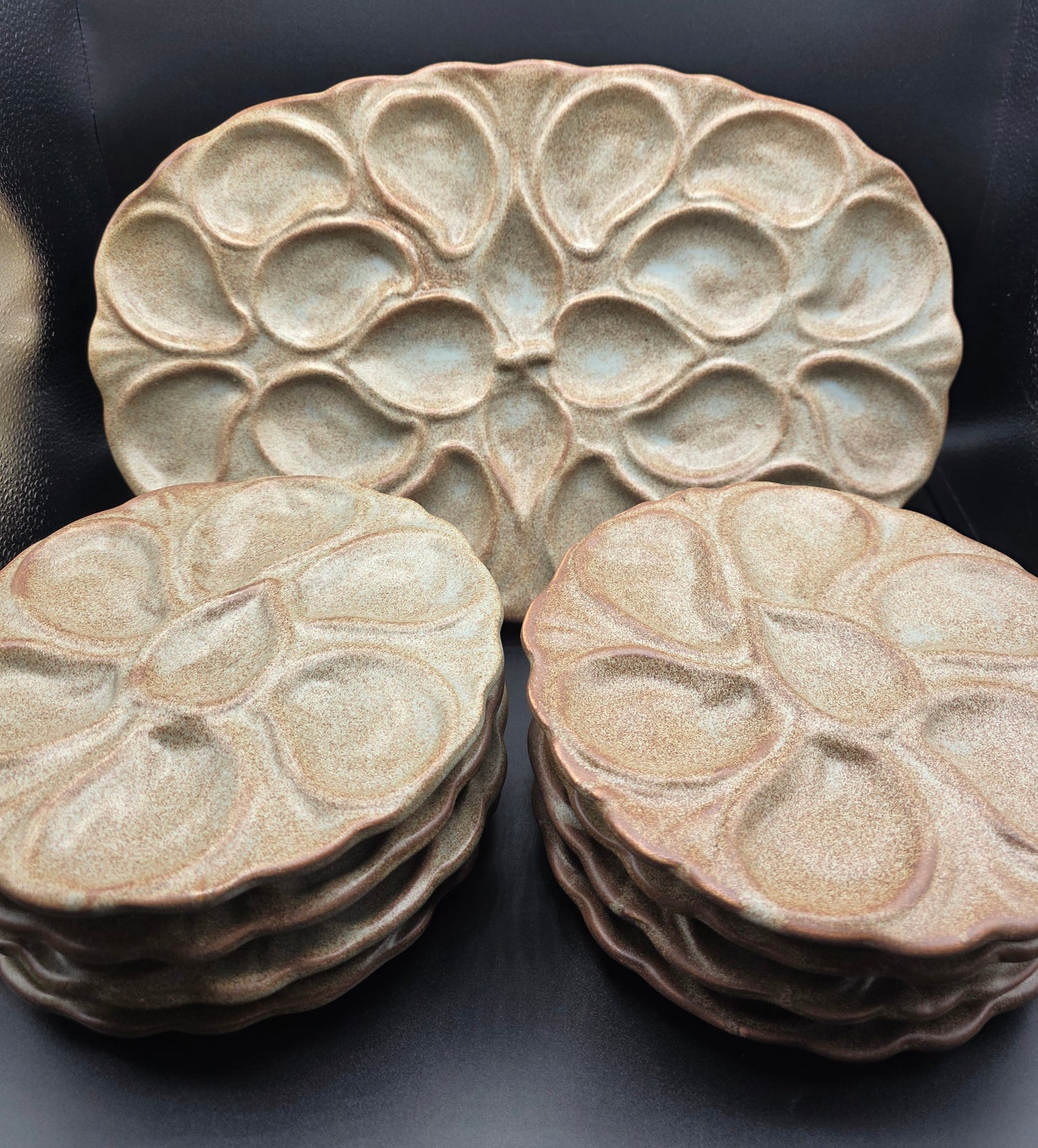 Vallauris Oyster Platter – French Stoneware Oyster Plate, Seafood Serving Dish, Collectible French Pottery