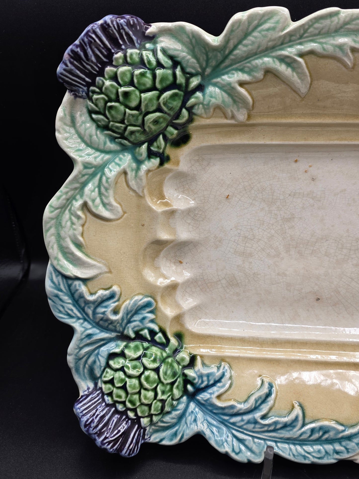 Rare Fives Lille Asparagus Platter with Removable Drainer, Circa late 1800s