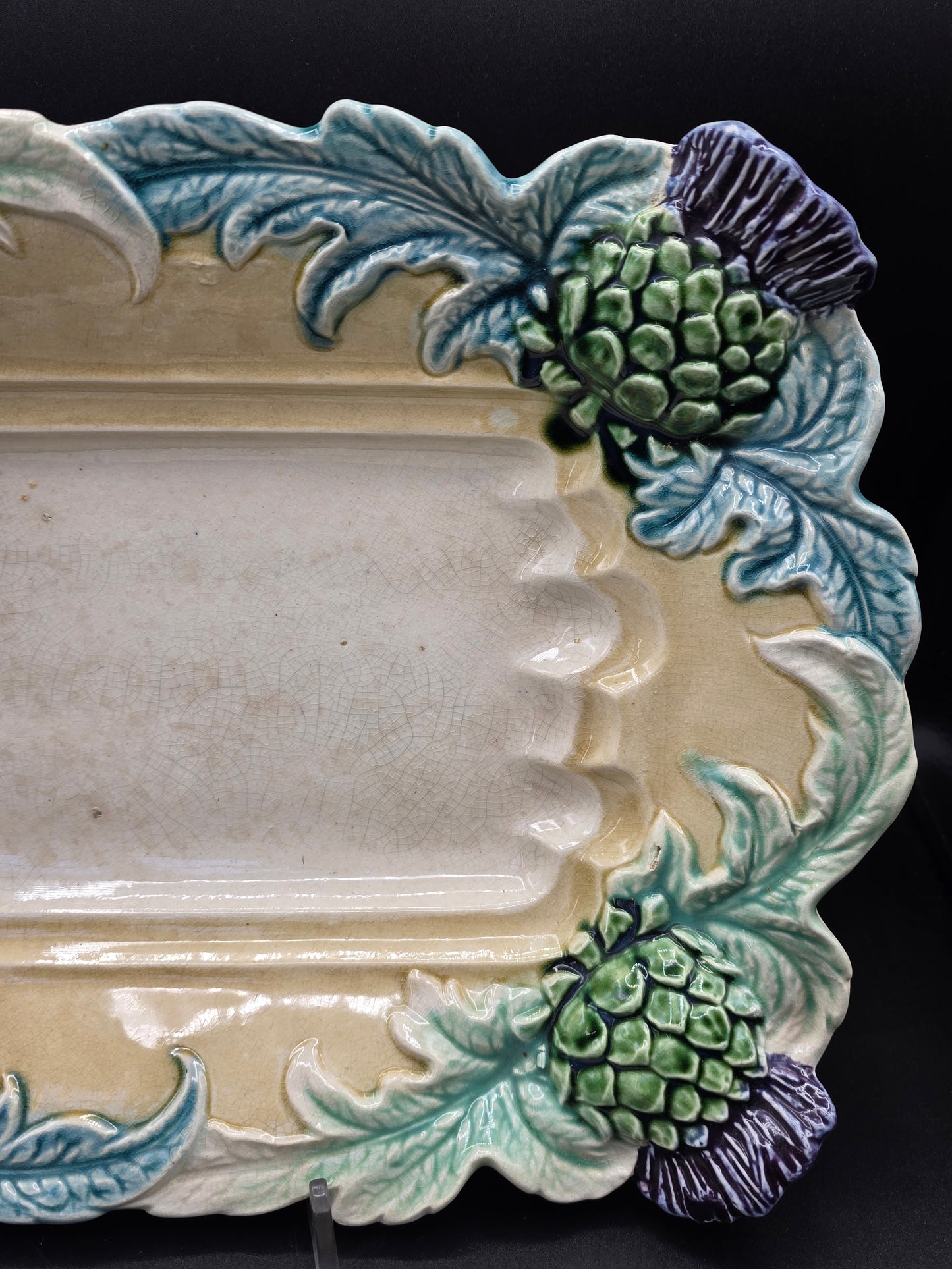 Rare Fives Lille Asparagus Platter with Removable Drainer, Circa late 1800s