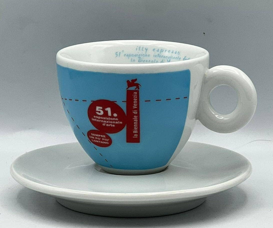 Vtg ILLY 51st Biennale di Venezia International Art Expo Bar Italian Cappuccino cups by Maurizio Cargnelli