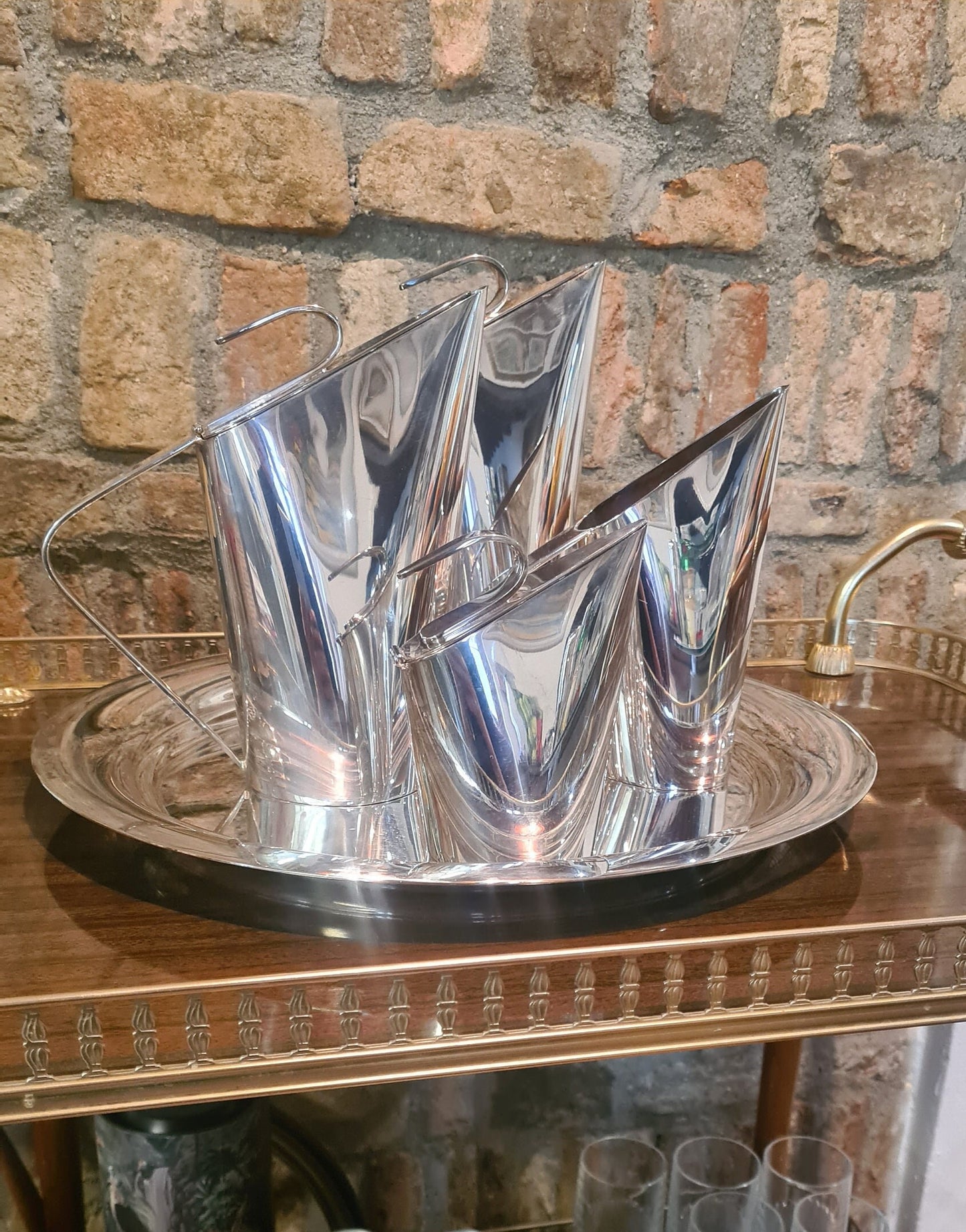 Luxury Modern Silverplated Tea & Coffee Set by Guido Niest – Rare Italian Design