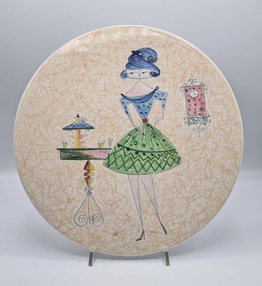 Rare Vintage 1950s Taddei Ceramica Sesto Fiorentino Porcelain Cake Plate / Charger / Wall Hanging