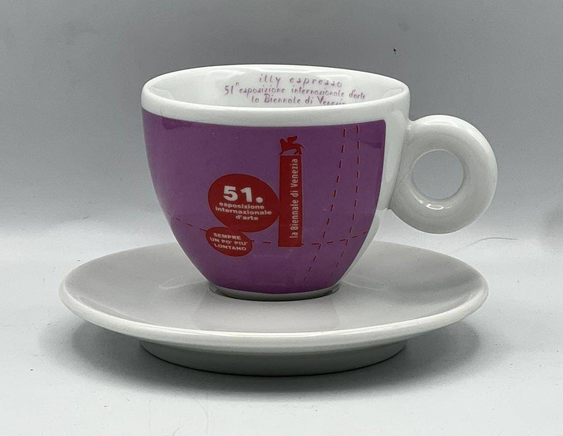 Vtg ILLY 51st Biennale di Venezia International Art Expo Bar Italian Cappuccino cups by Maurizio Cargnelli