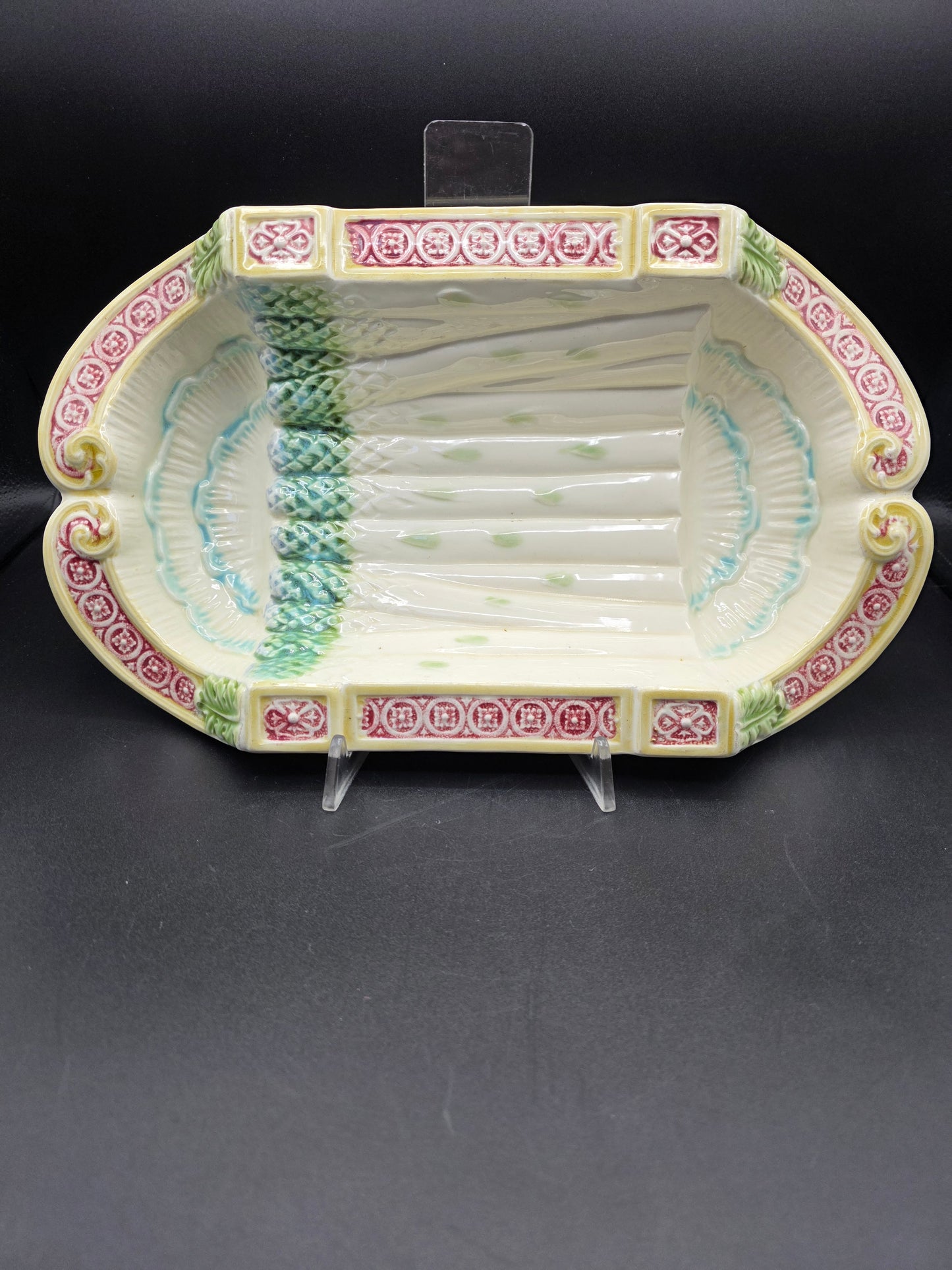 French Asparagus Cradle Platter – Salins-les-Bains, Faïence des Capucins, Late 19th Century