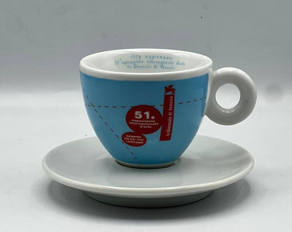 Vtg ILLY 51st Biennale di Venezia International Art Expo Bar Italian Cappuccino cups by Maurizio Cargnelli