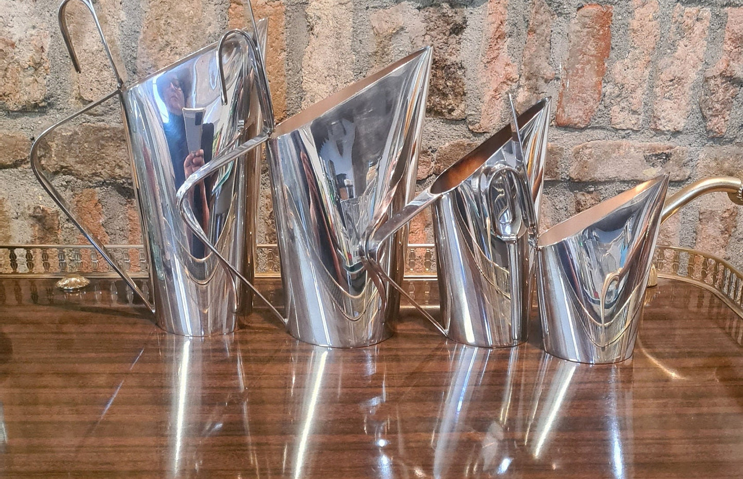 Luxury Modern Silverplated Tea & Coffee Set by Guido Niest – Rare Italian Design