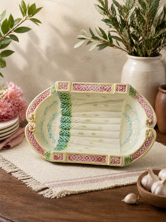 French Asparagus Cradle Platter – Salins-les-Bains, Faïence des Capucins, Late 19th Century